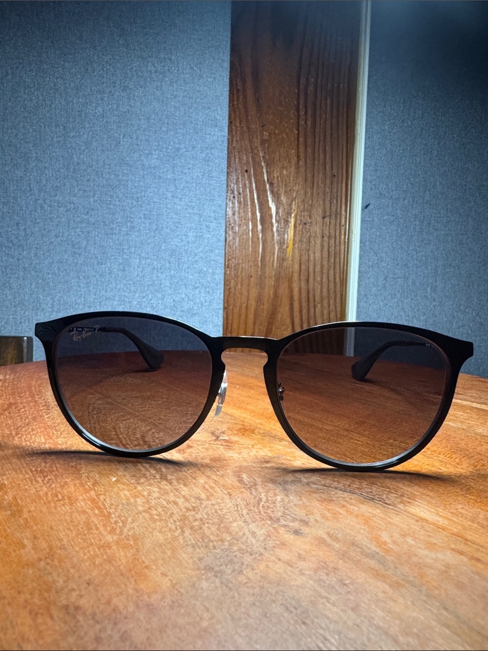Ray-Ban Black Frame Sunglasses with Brown Gradient Lenses